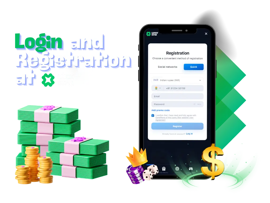 register and log in to your luckystar account to claim your 500% bonus